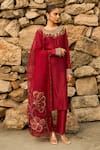 Buy_Shreeka_Red Silk Chanderi Embroidered 3d Boat Sequin Floral Embellished Kurta Pant Set _at_Aza_Fashions