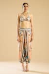 Buy_Rajdeep Ranawat_Ivory Poly Lycra Printed Garden Halter Neck Bridgette Bralette 