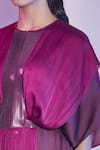 Shop_Amit Aggarwal_Purple Satin Chiffon Embellished Round Front Pleated Kaftan Dress _Online_at_Aza_Fashions