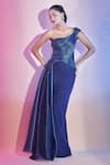 Buy Amit Aggarwal Blue Satin Cut Work One Shoulder Cutdana Embellished Gown at Aza Fashions Buy_Amit Aggarwal_Blue Satin Cut Work One Shoulder Cutdana Embellished Gown _at_Aza_Fashions
