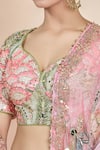 Mahima Mahajan_Pink Organza Printed Floral Leaf Tropical And Embroidered Lehenga Set _Online_at_Aza_Fashions