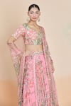 Mahima Mahajan_Pink Organza Printed Floral Leaf Tropical And Embroidered Lehenga Set _at_Aza_Fashions