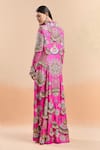 Shop_Anamika Khanna_Pink Embellished Peacock Stand Collar Slit Jacket With Draped Skirt _at_Aza_Fashions