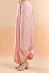 Buy_Anamika Khanna_Pink Embellished V Neck Kurta And Draped Skirt Set _Online_at_Aza_Fashions