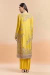 Shop_Anamika Khanna_Yellow Embroidered Floral Round Kurta Set _at_Aza_Fashions