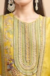 Buy_Anamika Khanna_Yellow Embroidered Floral Round Kurta Set _Online_at_Aza_Fashions