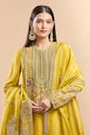 Buy_Anamika Khanna_Yellow Embroidered Floral Round Kurta Set 