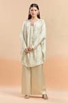 Saaksha & Kinni_White Embroidered Boat Placed Kaftan Top _Online_at_Aza_Fashions