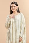 Buy_Saaksha & Kinni_White Embroidered Boat Placed Kaftan Top _Online_at_Aza_Fashions