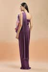 Shop_Amit Aggarwal_Purple 3d Structures Straight Floral Draped Gown _at_Aza_Fashions