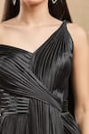 Buy_Amit Aggarwal_Black Embellished Cutdana Asymmetric Draped Saree Gown _Online_at_Aza_Fashions