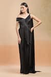 Shop_Amit Aggarwal_Black Embellished Cutdana Asymmetric Draped Saree Gown _Online_at_Aza_Fashions