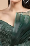 Amit Aggarwal_Emerald Green Embellished Shimmer Plunged V Structured Gown _Online_at_Aza_Fashions