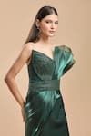 Amit Aggarwal_Emerald Green Embellished Shimmer Plunged V Structured Gown _at_Aza_Fashions