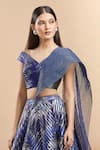 Amit Aggarwal_Blue Embellished Cutdana Broad V Neck Metallic Polymer Lehenga Set _at_Aza_Fashions