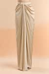 Buy_Amit Aggarwal_Beige Embellished Boat Metallic Draped Saree Skirt Set 