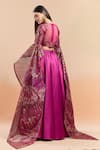 Shop_Amit Aggarwal_Pink Printed Floral Round Metallic Cascading Sleeve Blouse With Lehenga _at_Aza_Fashions