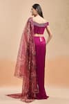 Shop_Amit Aggarwal_Fuchsia Embellished Moulded Metallic Pre-draped Saree With Structured Blouse _at_Aza_Fashions