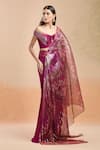 Amit Aggarwal_Fuchsia Embellished Moulded Metallic Pre-draped Saree With Structured Blouse _Online_at_Aza_Fashions