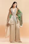 Buy_Amit Aggarwal_Green Printed Stripes Cape V Neck And Palazzo Set _at_Aza_Fashions