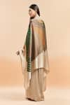 Shop_Amit Aggarwal_Green Printed Stripes Cape V Neck And Palazzo Set _at_Aza_Fashions