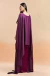 Shop_Amit Aggarwal_Fuchsia Embellished Polymer Boat Cape Top And Color Block Draped Skirt Ste _at_Aza_Fashions