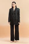 Buy_AK-OK_Black Embellished Notched Lapel Placed Blazer With Belt 