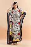 Buy_AK-OK_Multi Color Printed Abstract Pattern Round Kaftan _at_Aza_Fashions