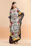 Shop_AK-OK_Multi Color Printed Abstract Pattern Round Kaftan _Online_at_Aza_Fashions