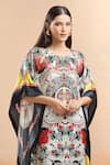 AK-OK_Multi Color Printed Abstract Pattern Round Kaftan _at_Aza_Fashions