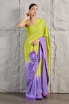 Buy_KIRAN KALSI_Green Crepe Sweetheart Ombre Saree With Blouse _at_Aza_Fashions