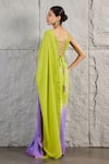 Shop_KIRAN KALSI_Green Crepe Sweetheart Ombre Saree With Blouse _at_Aza_Fashions