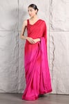 Buy_KIRAN KALSI_Red Crepe Embroidered Crystal Sweetheart Ombre Shaded Saree With Blouse _at_Aza_Fashions