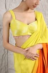 Buy_KIRAN KALSI_Yellow Crepe Embroidered Crystal Sweetheart Ombre Shaded Saree With Blouse _Online_at_Aza_Fashions