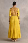 Shop_Petticoat Lane by Divya_Yellow Chanderi Printed Thread Round Floral High-low Anarkali With Pant _at_Aza_Fashions