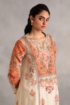 Shop_Petticoat Lane by Divya_Ivory Chanderi Embroidered Thread Notched Jamevar Paisley Kurta Pantr Set _Online_at_Aza_Fashions