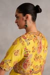 Buy_Petticoat Lane by Divya_Yellow Chanderi Embroidered Thread Floral Paisley Peplum Kurta With Flared Pant _Online_at_Aza_Fashions