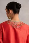 Buy_Petticoat Lane by Divya_Orange Chanderi Embroidered Thread Round Paisley Vine Kurta Pant Set _Online_at_Aza_Fashions