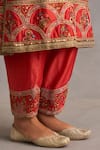 Shop_Petticoat Lane by Divya_Orange Chanderi Embroidered Thread Round Paisley Vine Kurta Pant Set _Online_at_Aza_Fashions