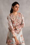 Buy_Petticoat Lane by Divya_Blue Chanderi Embroidered Thread Paisley Vine Patchwork Kurta Sharara Set _Online_at_Aza_Fashions