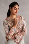 Shop_Petticoat Lane by Divya_Blue Chanderi Embroidered Thread Paisley Vine Patchwork Kurta Sharara Set _Online_at_Aza_Fashions