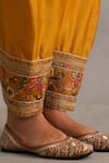 Buy_Petticoat Lane by Divya_Yellow Chanderi Embroidered Thread Round Paisley Phiran Kurta With Salwar 