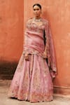 Buy_Petticoat Lane by Divya_Purple Chanderi Embroidered Thread Sweetheart Paisley Vine Scallop Lehenga Set _at_Aza_Fashions