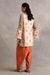 Shop_Petticoat Lane by Divya_Ivory Chanderi Embroidered Thread Notched Paisley Short Kurti With Salwar _at_Aza_Fashions