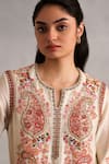 Buy_Petticoat Lane by Divya_Ivory Chanderi Embroidered Thread Paisley Floral Short Kurti With Salwar _Online_at_Aza_Fashions