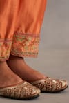 Shop_Petticoat Lane by Divya_Ivory Chanderi Embroidered Thread Paisley Floral Short Kurti With Salwar _Online_at_Aza_Fashions