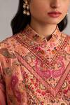 Petticoat Lane by Divya_Pink Chanderi Embroidered Thread Mandarin Paisley Jacket With Skirt _Online_at_Aza_Fashions