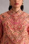 Petticoat Lane by Divya_Pink Chanderi Embroidered Thread Mandarin Paisley Jacket With Skirt _at_Aza_Fashions