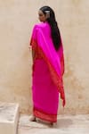 Pink City by Sarika_Pink Silk Bandhani Mirror Open Tassel Embellished Ombre Cape And Draped Skirt Set _Online_at_Aza_Fashions