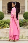 Buy_Pink City by Sarika_Pink Silk Chanderi Embroidered Sunflower Round Surajmukhi Kurta Pant Set _Online_at_Aza_Fashions